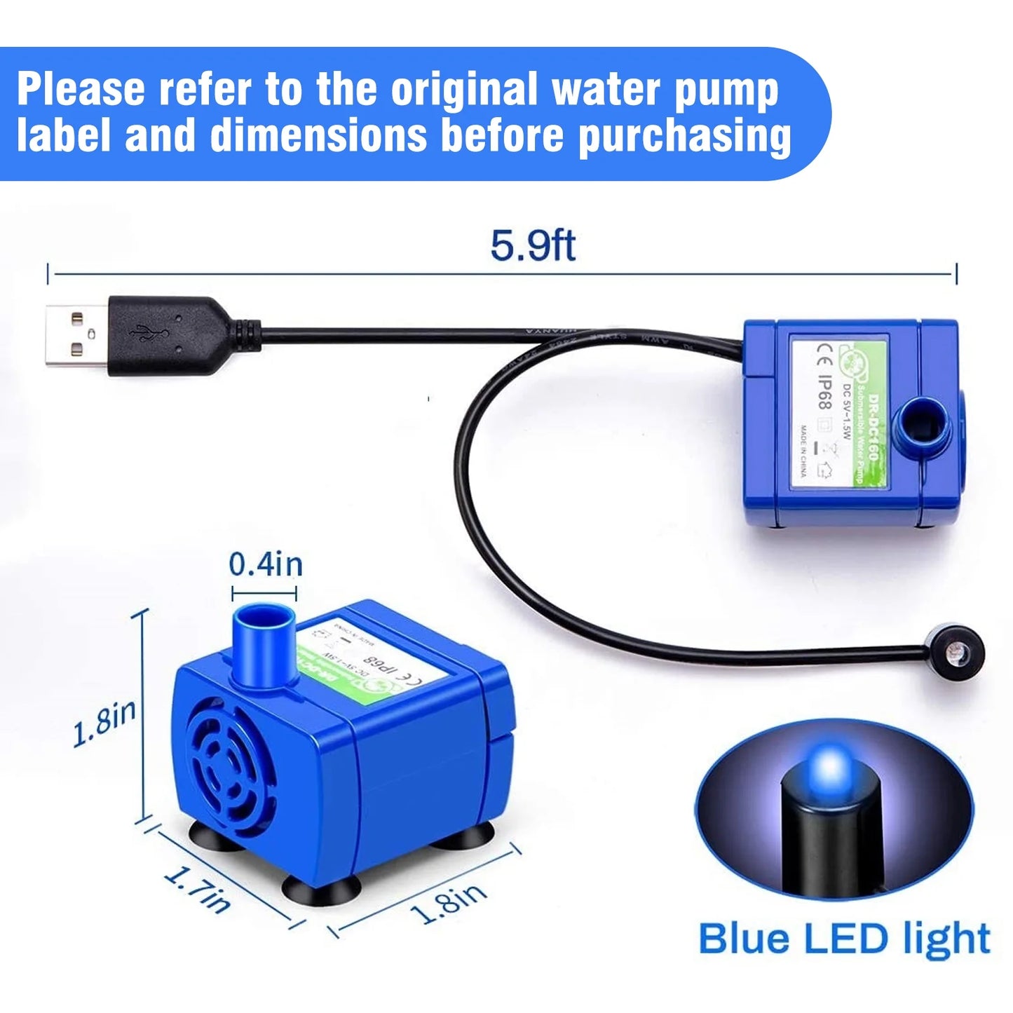Cat Water Fountain Pump, Pet Water Fountain Pump Compatible Motor for Pet Drinking Fountain Cat Water Dispenser Replacement