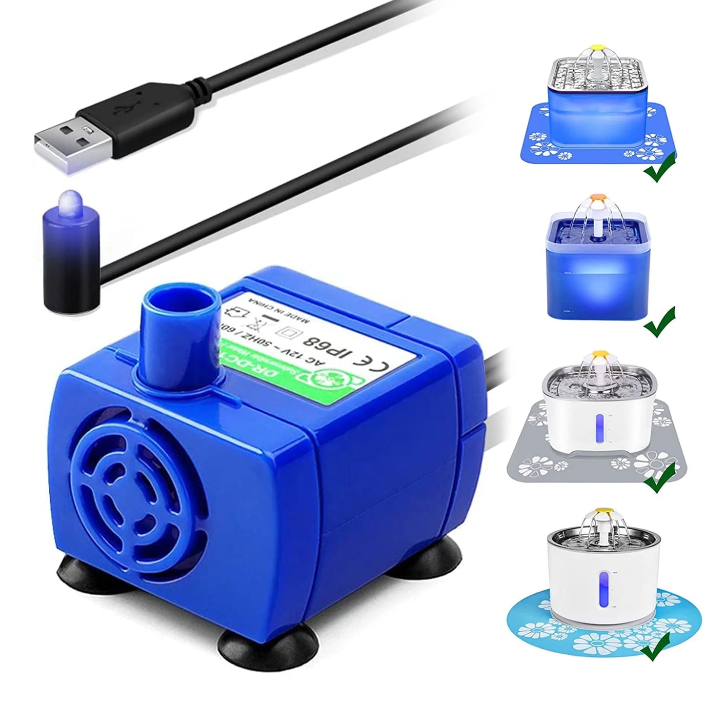 Cat Water Fountain Pump, Pet Water Fountain Pump Compatible Motor for Pet Drinking Fountain Cat Water Dispenser Replacement