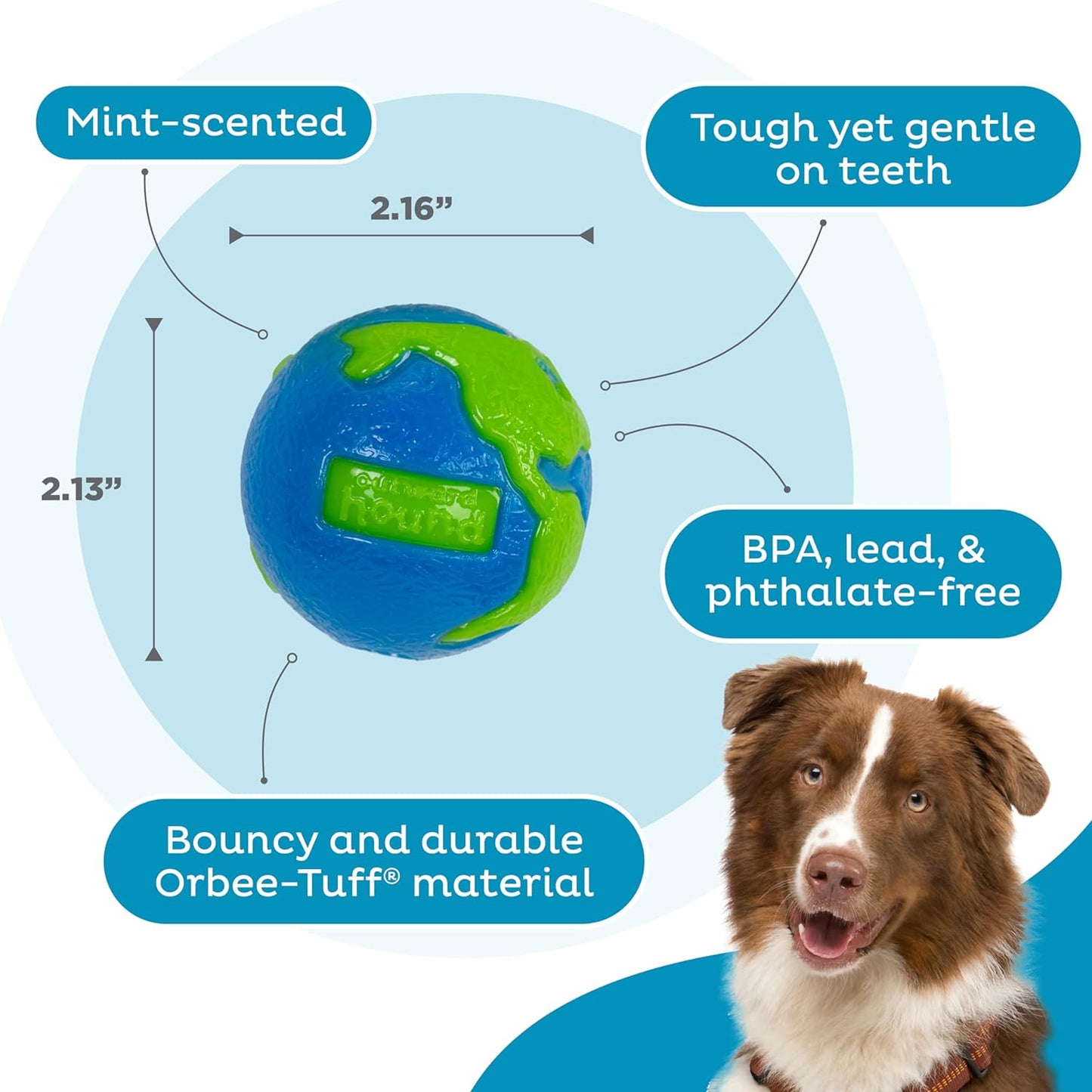 Orbee-Tuff Planet Ball Blue/Green Treat-Dispensing Dog Toy, Small