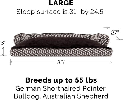 Pet Bed for Dogs and Cats - Plush and Decor Comfy Couch Sofa-Style Pillow Cushion Dog Bed, Removable Machine Washable Cover - Diamond Brown, Large
