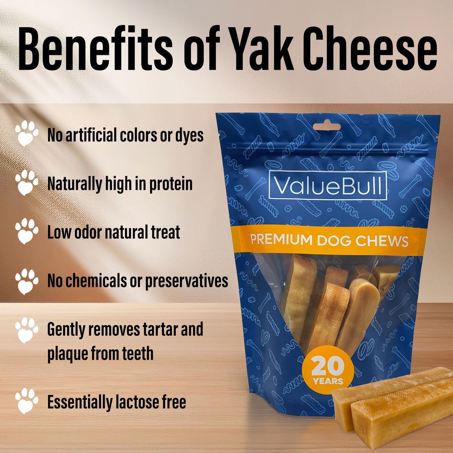 Himalayan Yak Cheese Dog Chews, Extra Large, 2 Lb - Long-Lasting for Aggressive Chewers, All Natural, Healthy & Safe, Low Odor Nepal Yak Milk Chews
