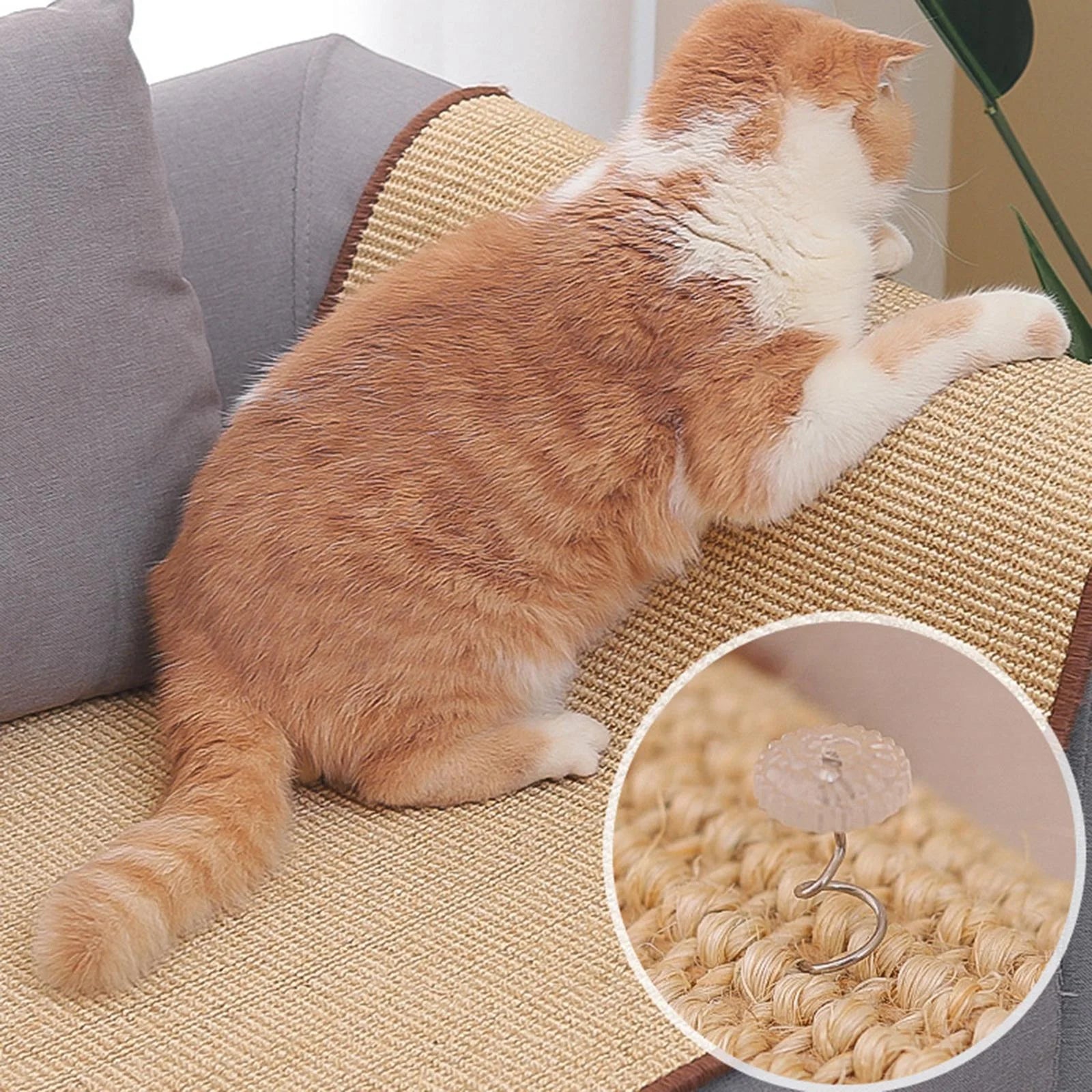 Cat Scratching Mat Furniture Protector Sisal Kitten Scratch Mat Board Flat Scratcher Pet Claws Scratch Sofa Couch Chair 40Cmx60Cm